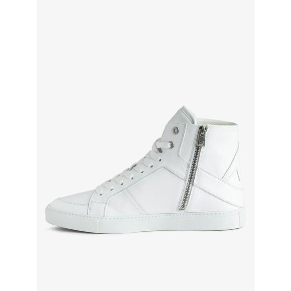Zadig & Voltaire Men\'s High Flash Sneakers White Leather High Tops $328, Sz 44 main image 4